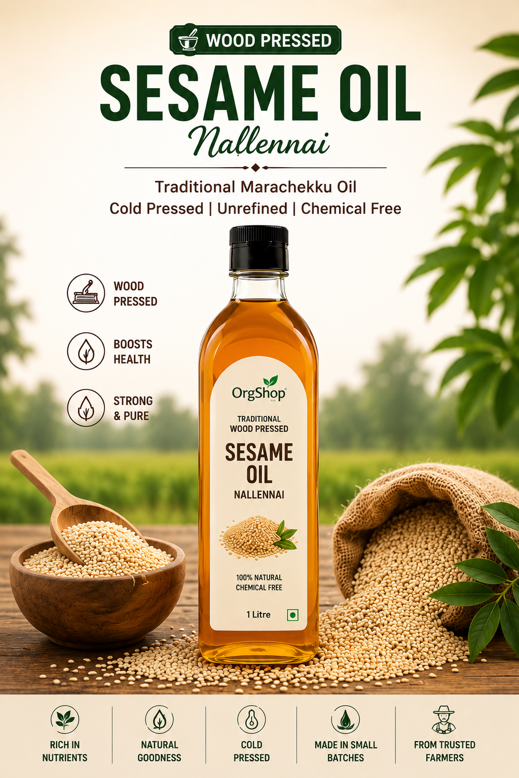 Wood Pressed Sesame Oil (Nallennai)