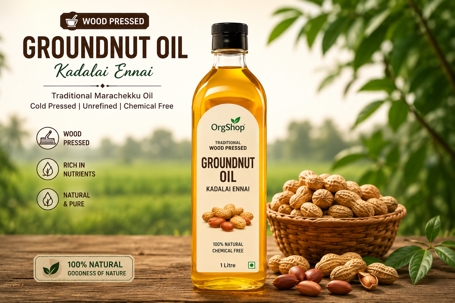 Wood Pressed Groundnut Oil (Kadalai Ennai) 2